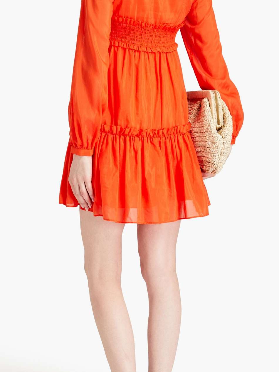 brynn shirred cotton and silk-blend voile mini dress