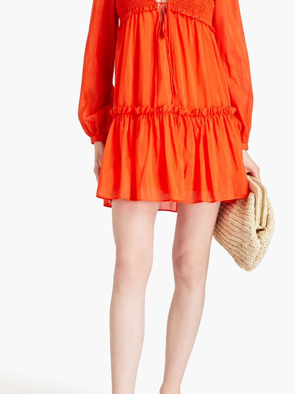 brynn shirred cotton and silk-blend voile mini dress