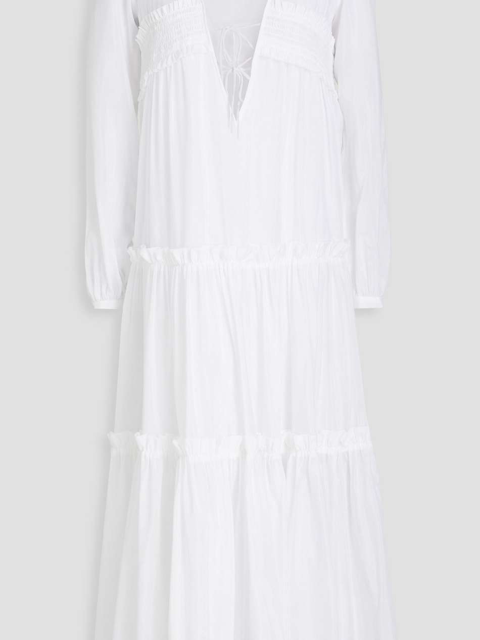 kalani shirred cotton and silk-blend voile midi dress