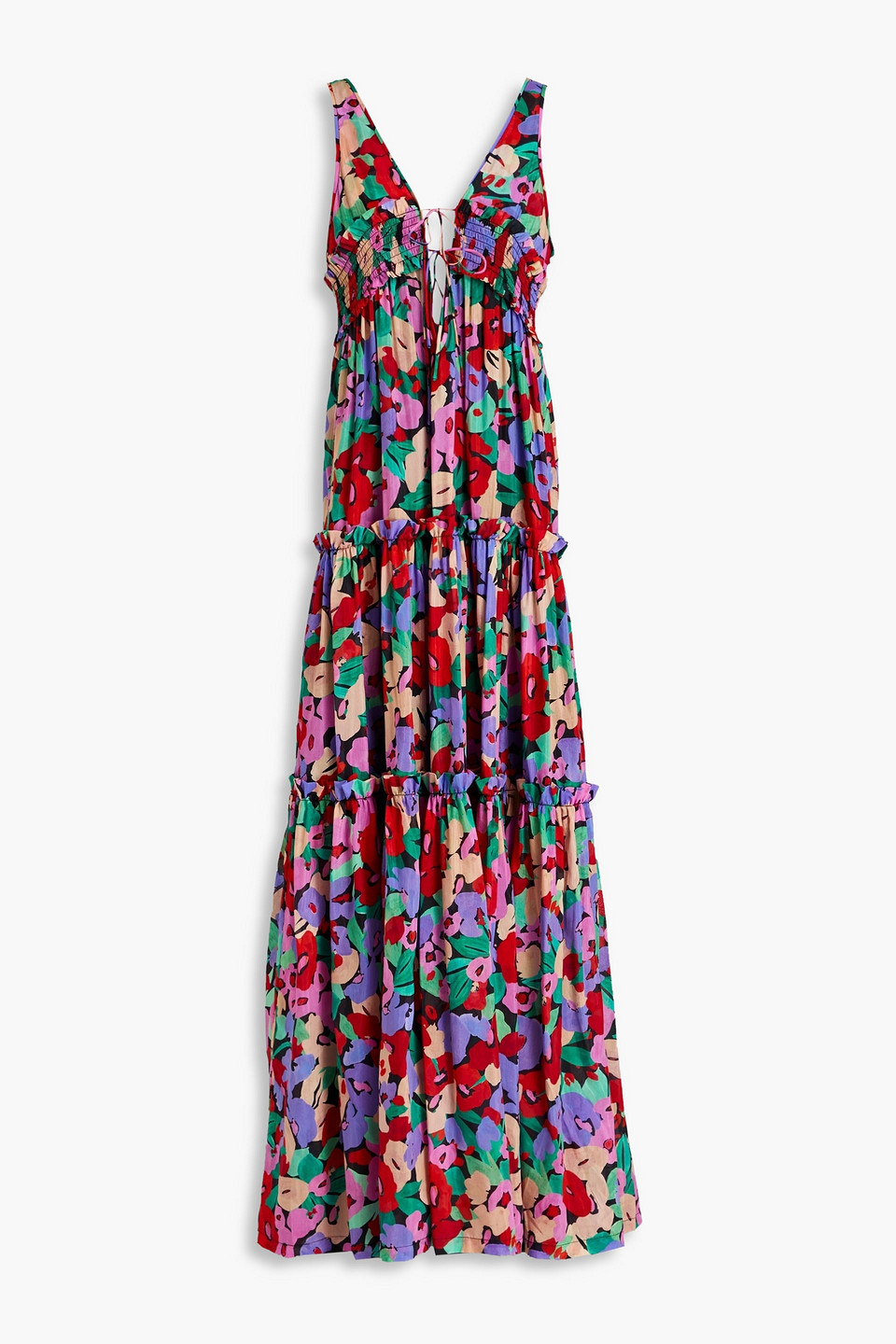 Nicholas Myla Floral-print Tiered Dress In Multicolor