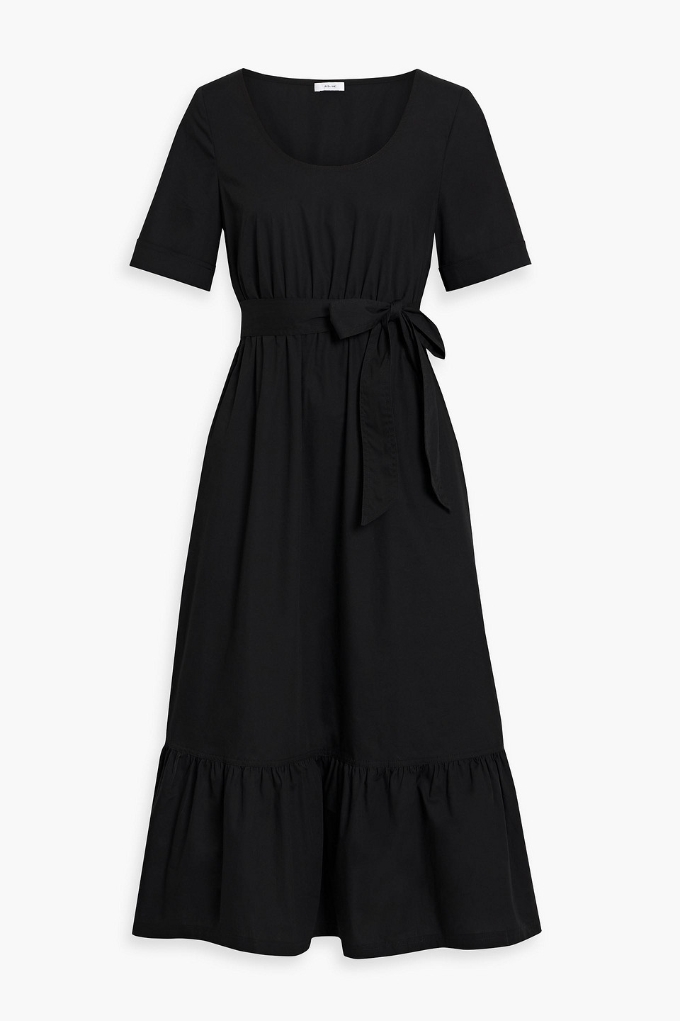 Iris & Ink Dylan Belted Organic Cotton-poplin Midi Dress In Black