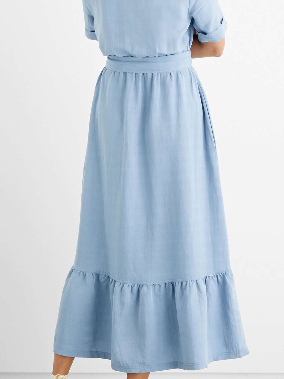 dylan belted woven midi dress