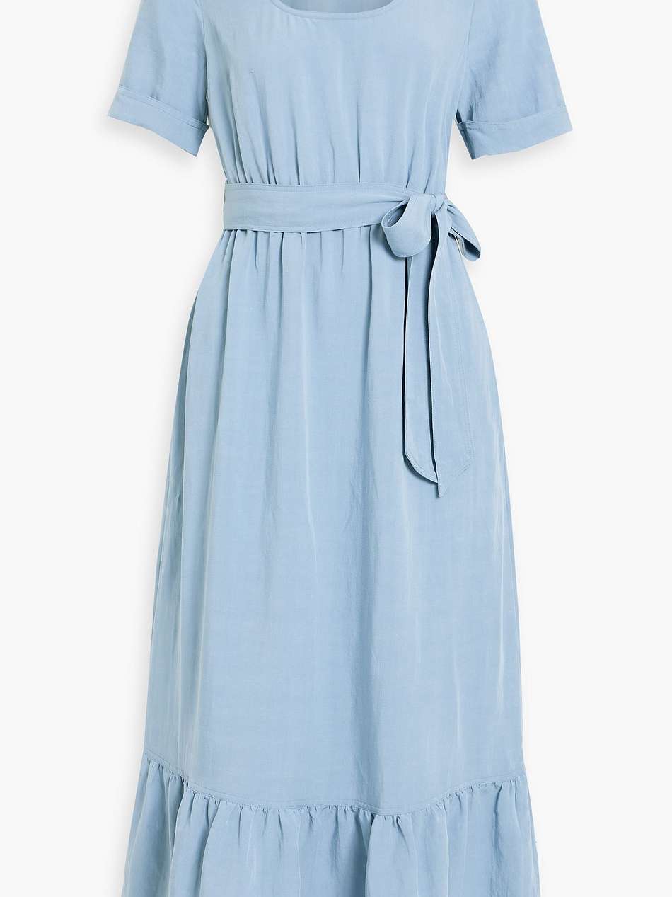 dylan belted woven midi dress