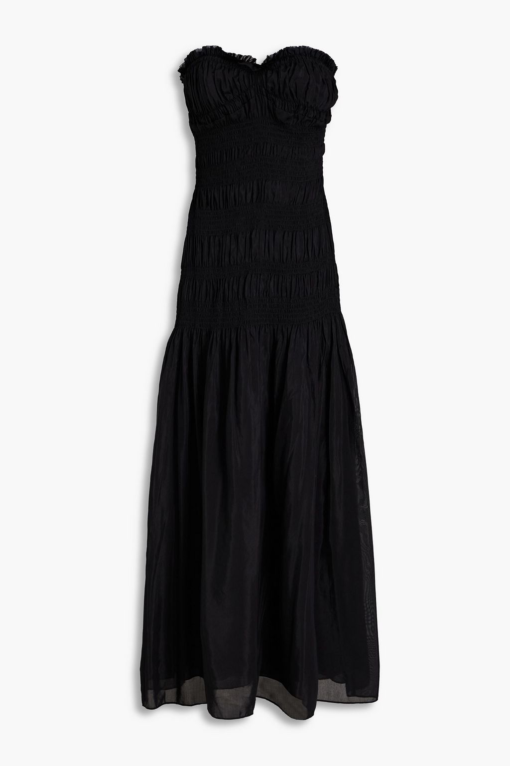 NICHOLAS Kalli strapless shirred cotton and silk-blend voile maxi dress ...