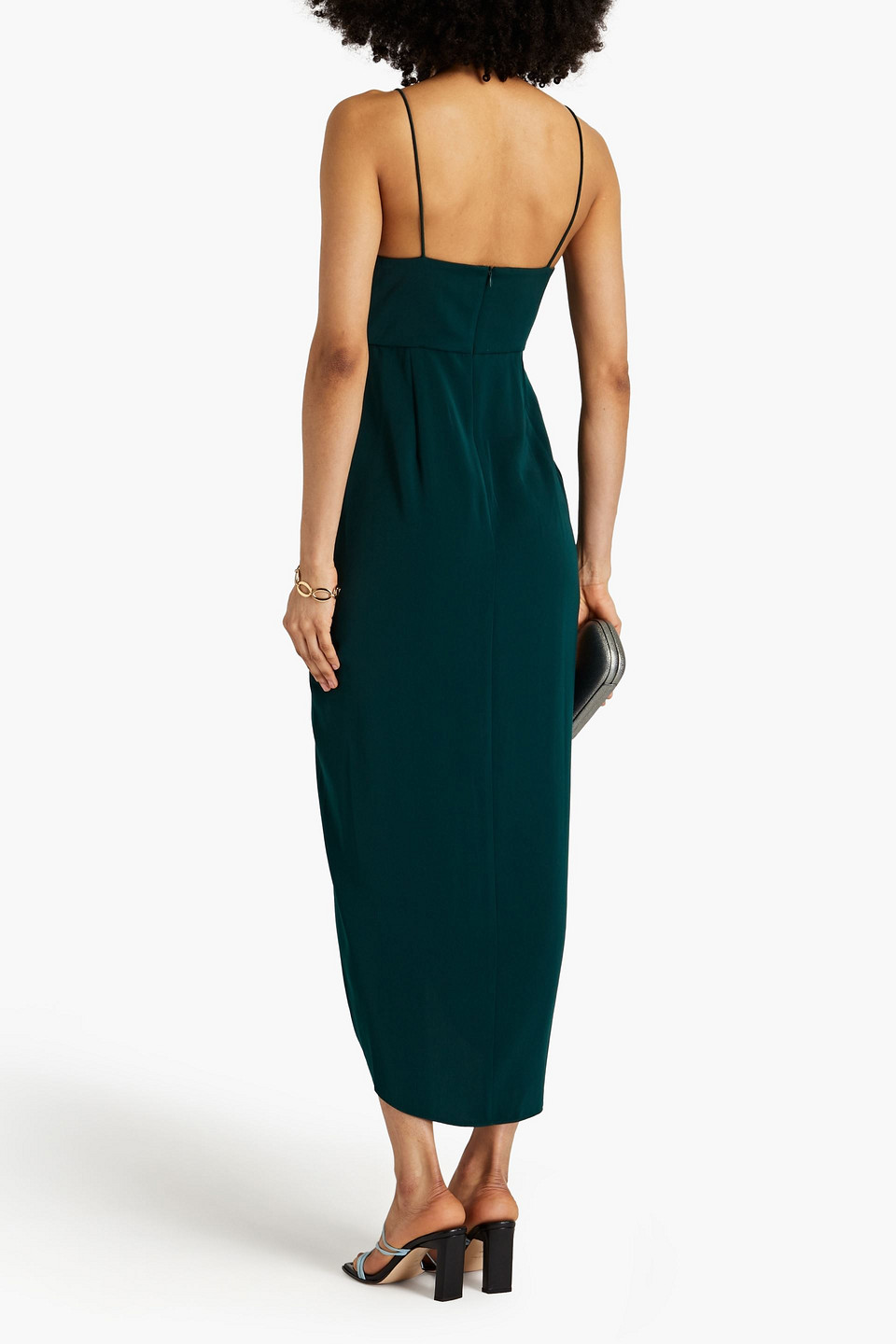 Shop Shona Joy Draped Satin Midi Dress In Petrol