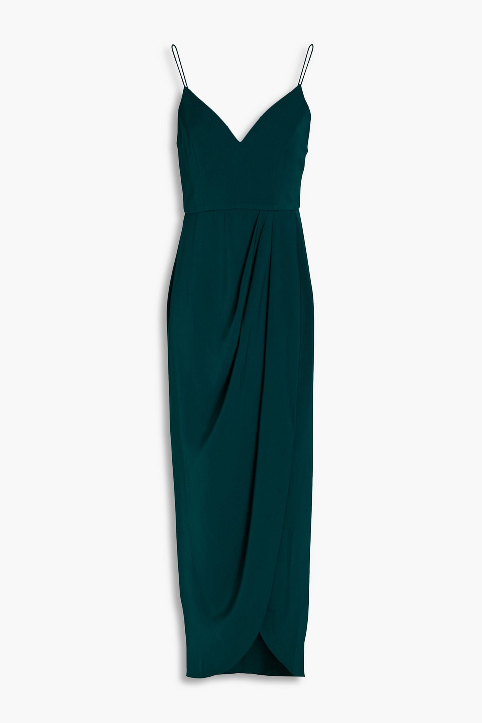 Shona Joy Draped Satin Midi Dress In Petrol