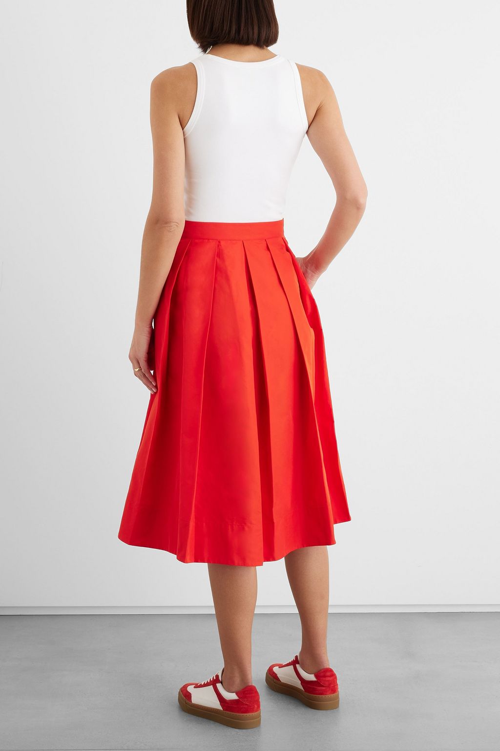 IRIS & INK Moriam pleated taffeta midi skirt