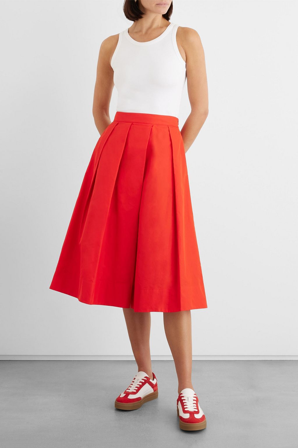 IRIS & INK Moriam pleated taffeta midi skirt