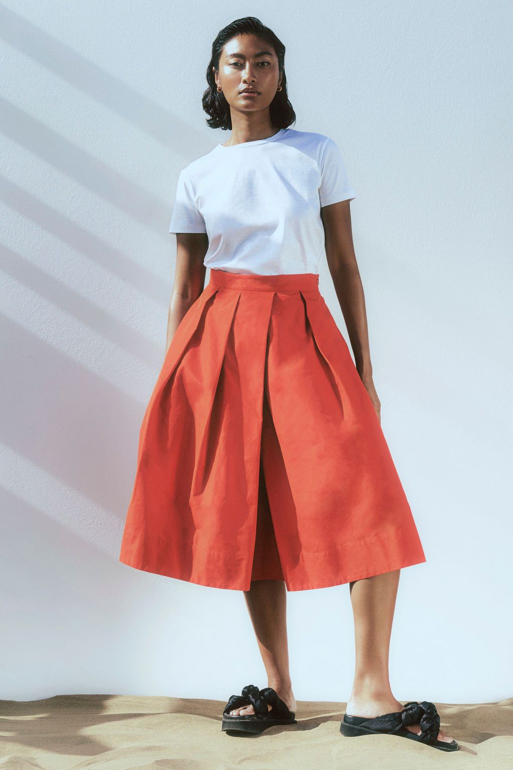 IRIS & INK Moriam pleated taffeta midi skirt