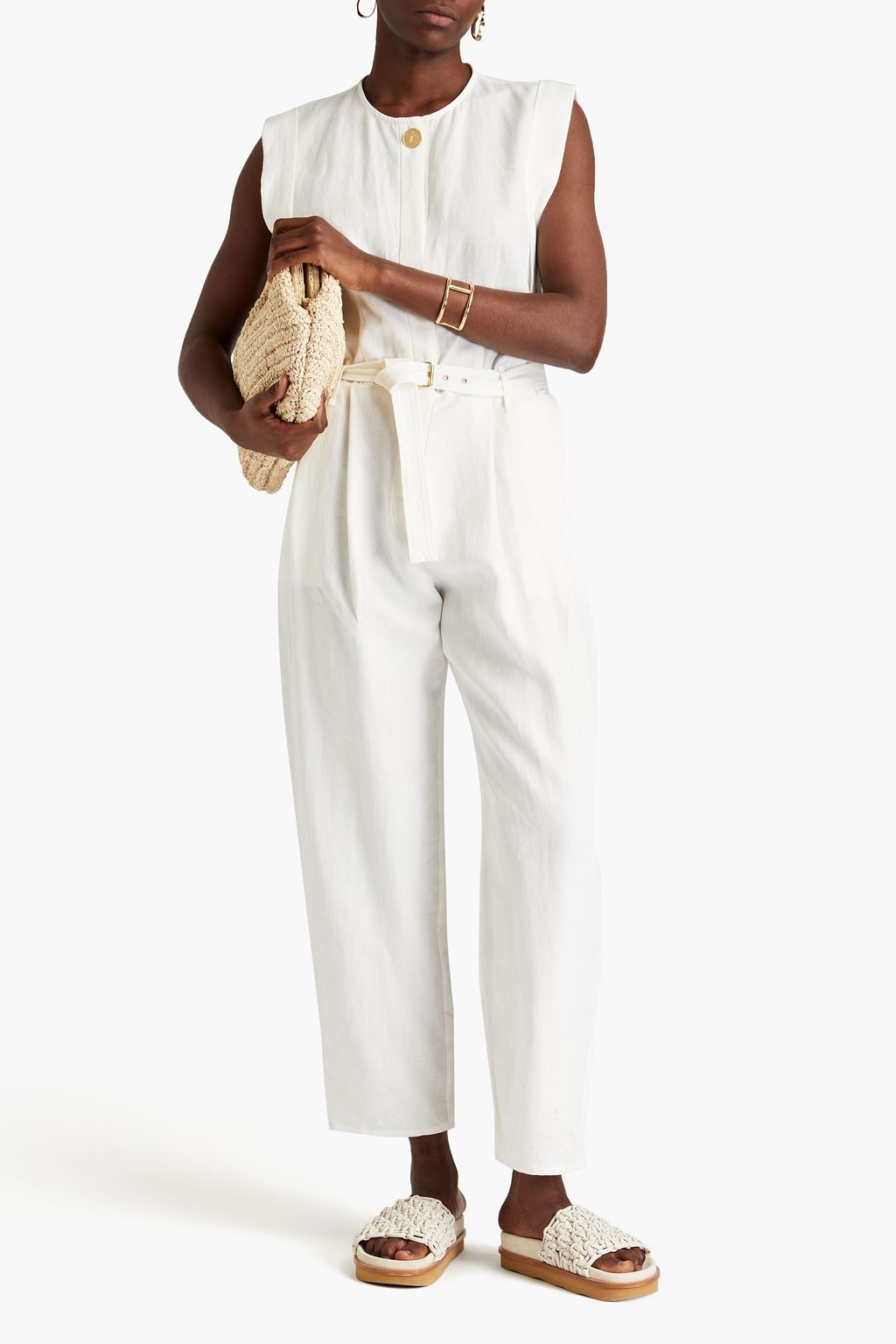 LE KASHA Belted linen jumpsuit