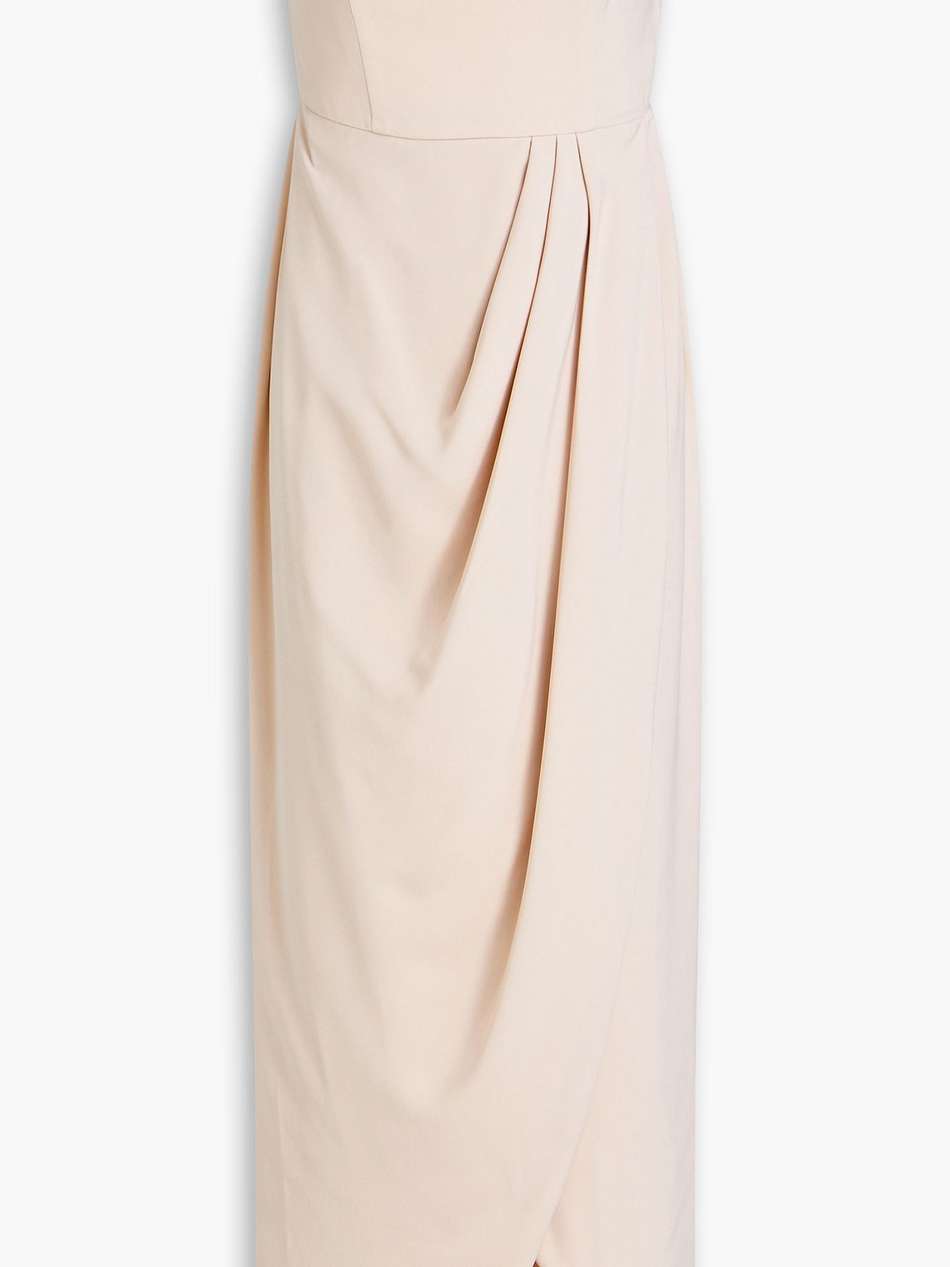strapless draped satin maxi dress