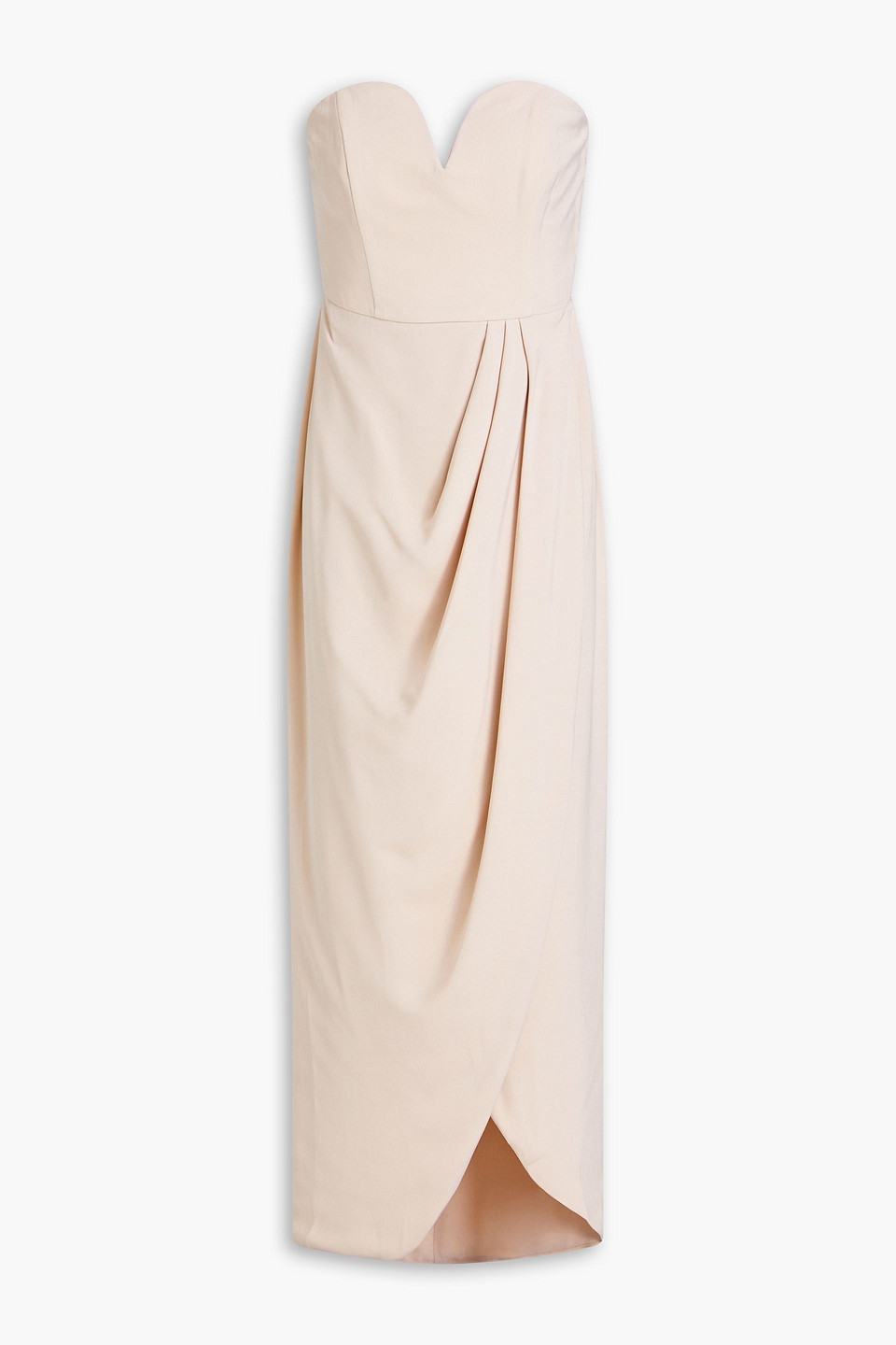 Shona Joy Strapless Draped Satin Maxi Dress In Blush