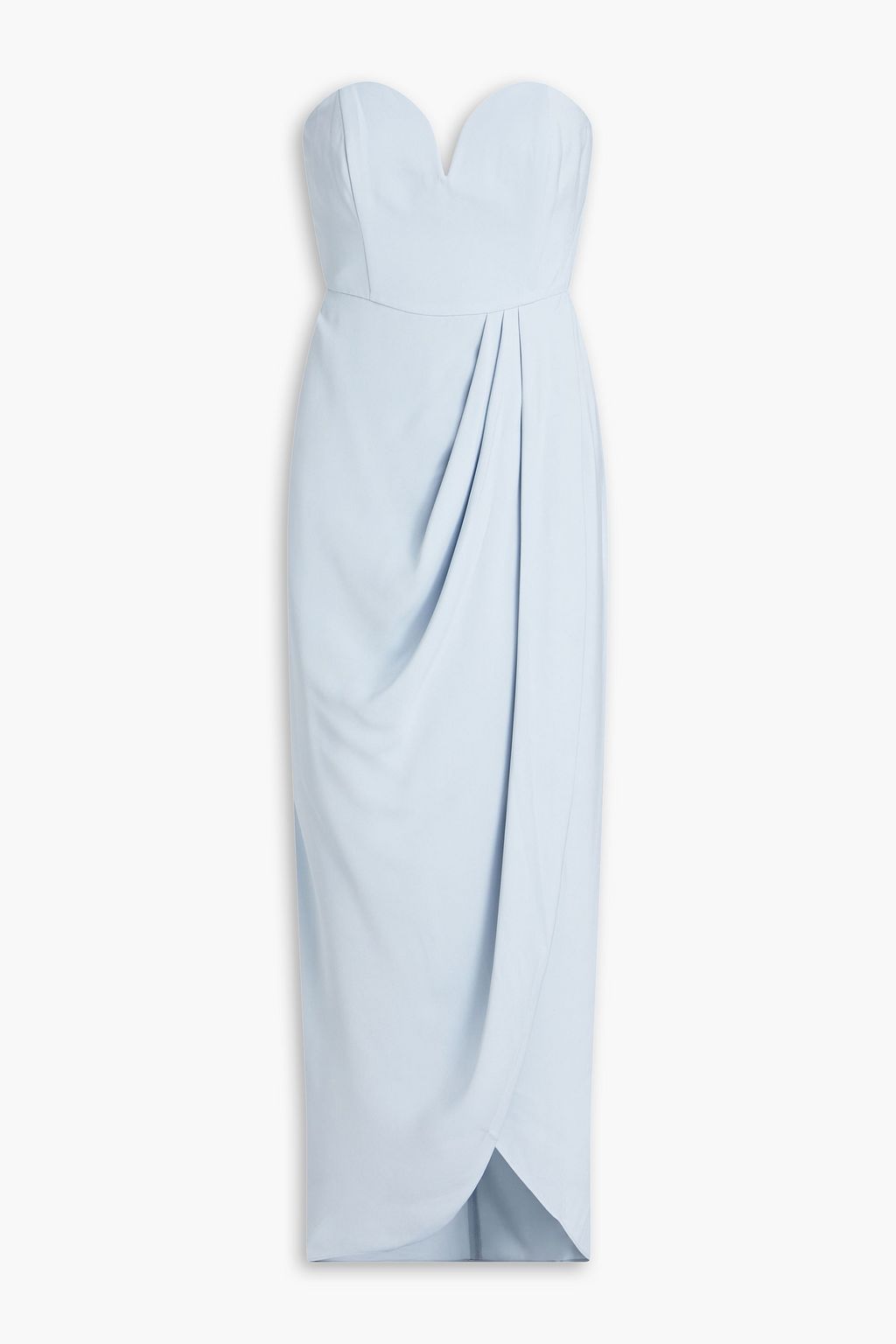 SHONA JOY Strapless draped satin maxi dress