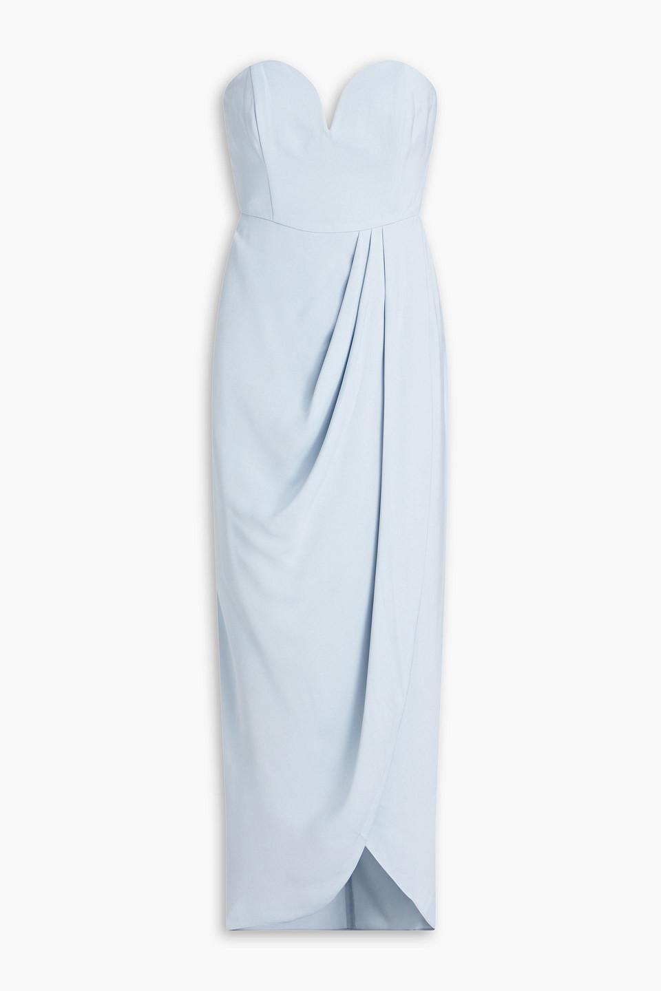 Shona Joy Strapless Draped Satin Maxi Dress In Sky Blue