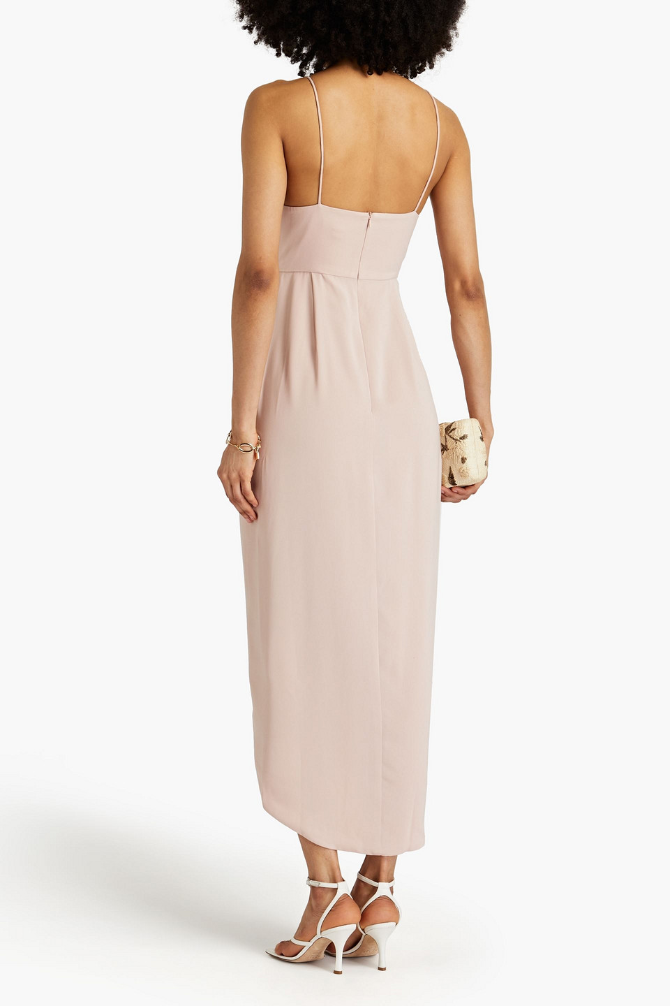 Shop Shona Joy Draped Satin Midi Dress In Blush