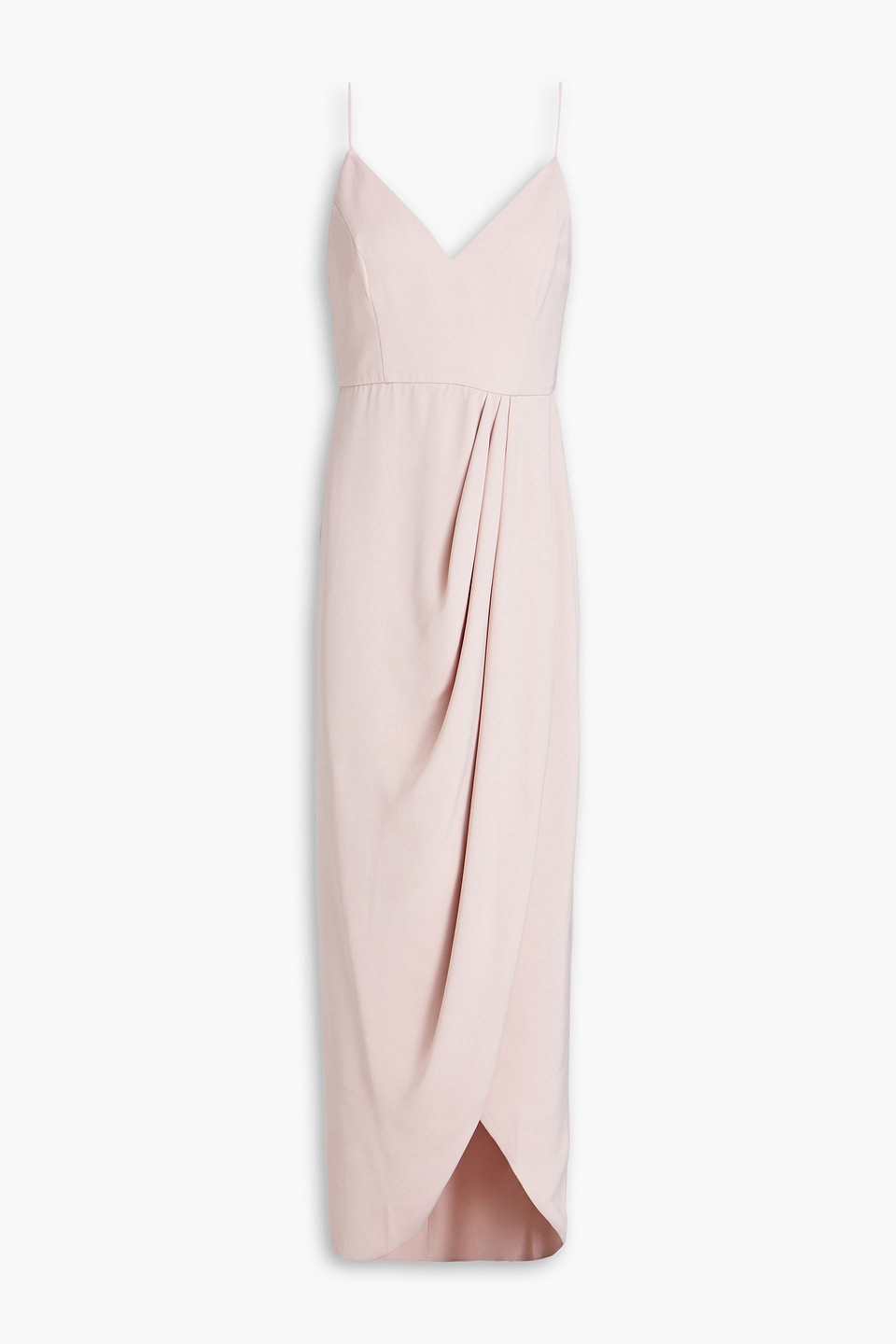 Shona Joy Draped Pleated Satin Midi Dress In Blush