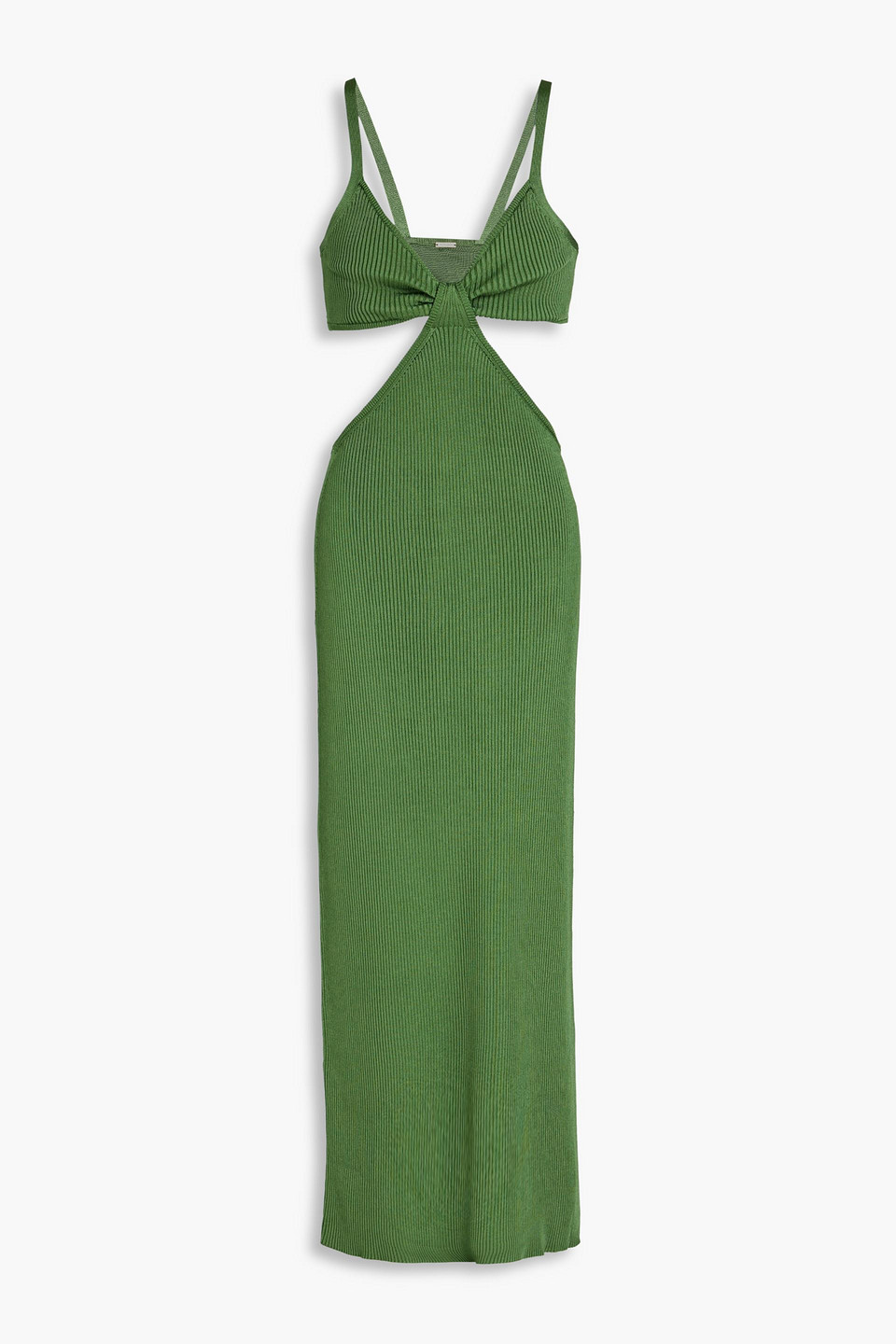 Shop Cult Gaia Serita Cutout Ribbed-knit Midi Dress In Leaf Green