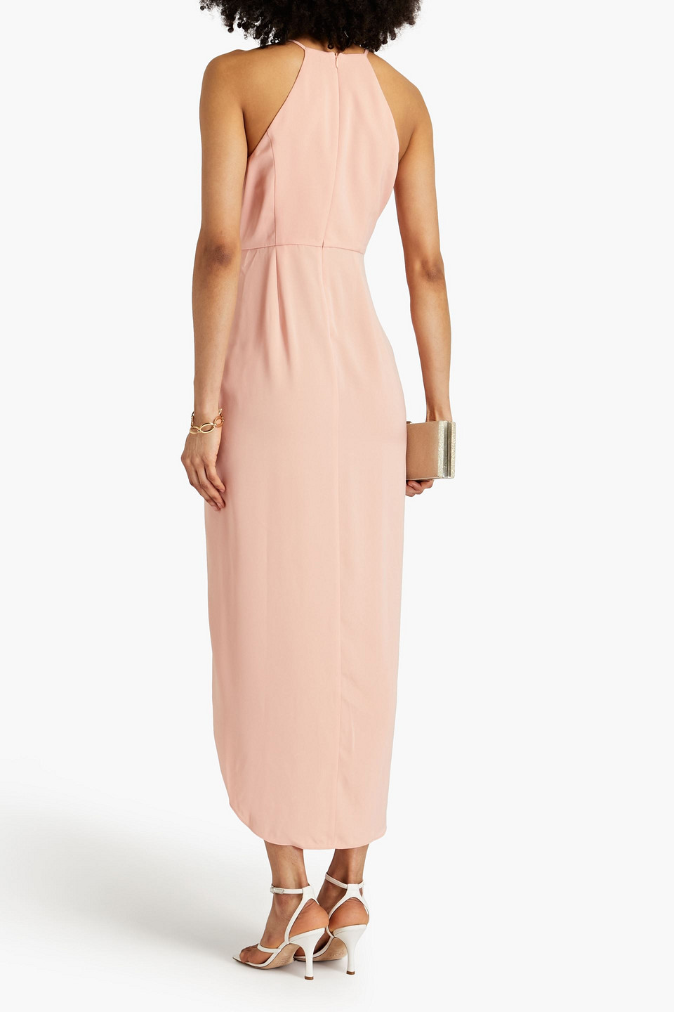 Shop Shona Joy Gathered Satin Maxi Dress In Blush