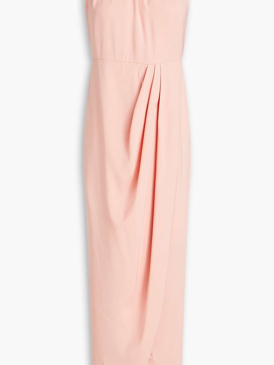 gathered satin maxi dress
