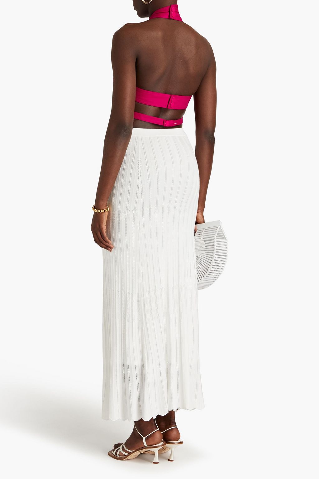 CULT GAIA Sonja cropped cutout linen-blend top
