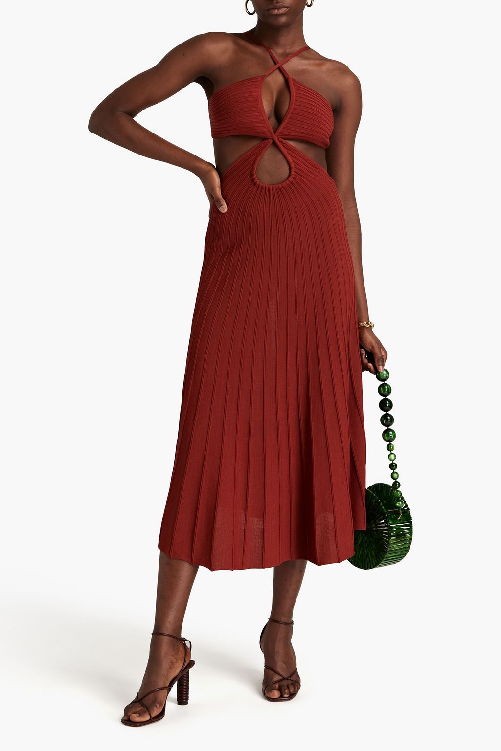 CULT GAIA Ottilia cutout ribbed-knit midi dress