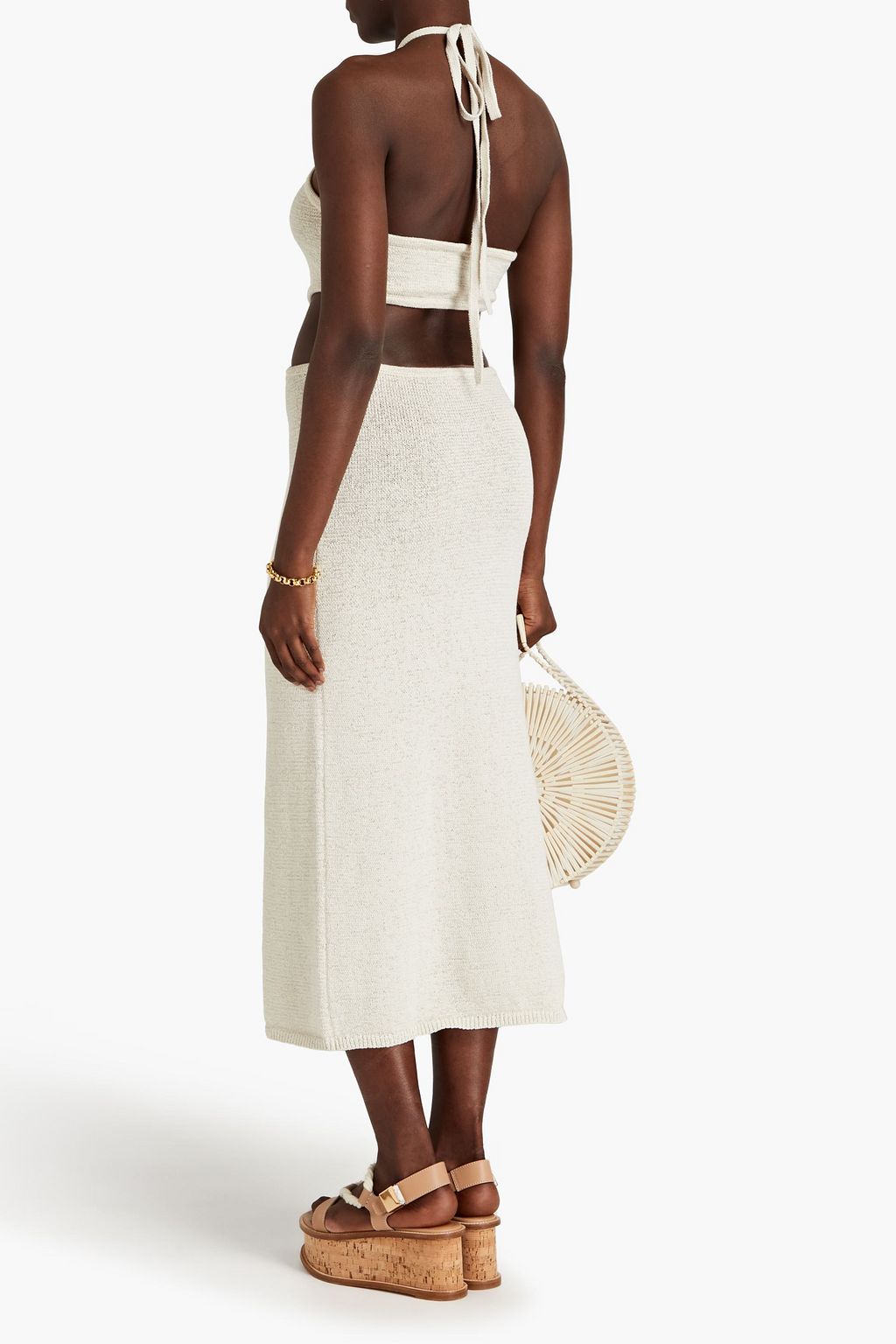 CULT GAIA Cameron cutout cotton-blend halterneck midi dress