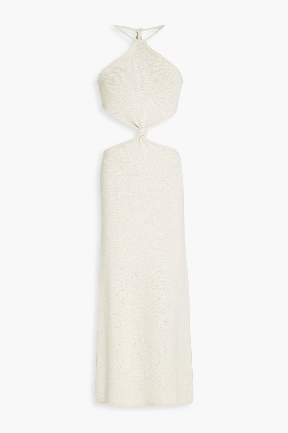 Shop Cult Gaia Cameron Cutout Cotton-blend Halterneck Midi Dress In Off-white