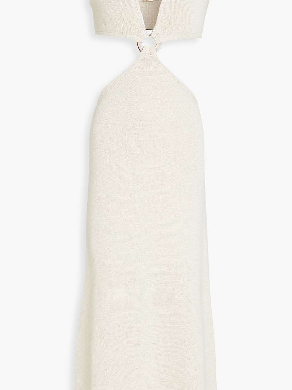 bank cutout embellished cotton-blend midi dress
