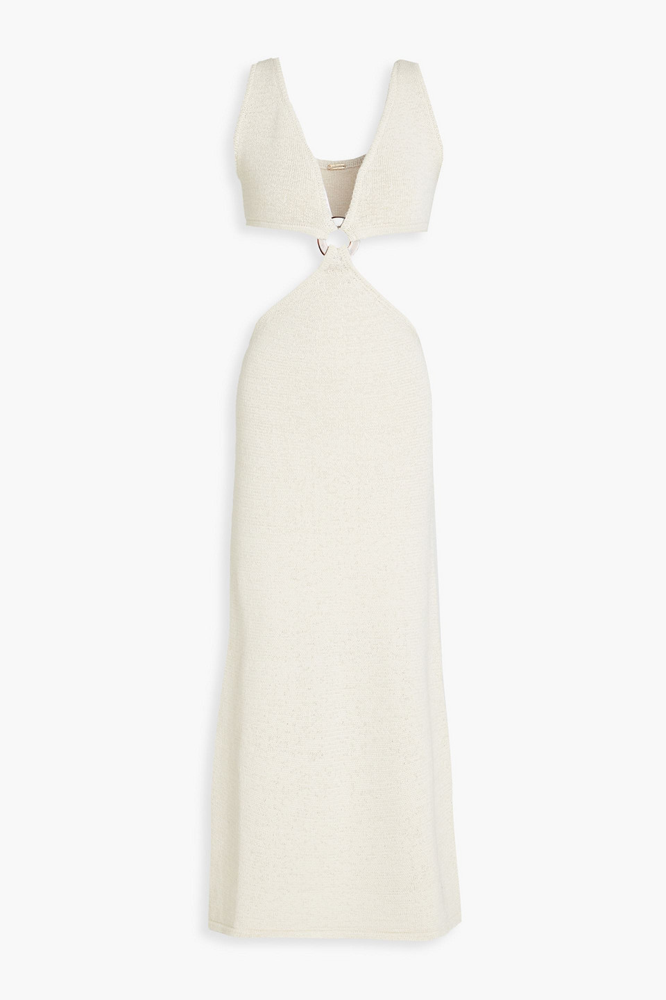 Shop Cult Gaia Bank Cutout Embellished Cotton-blend Midi Dress In Off-white