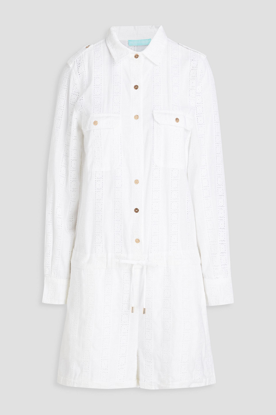 Melissa Odabash Broderie Anglaise Cotton Playsuit In White