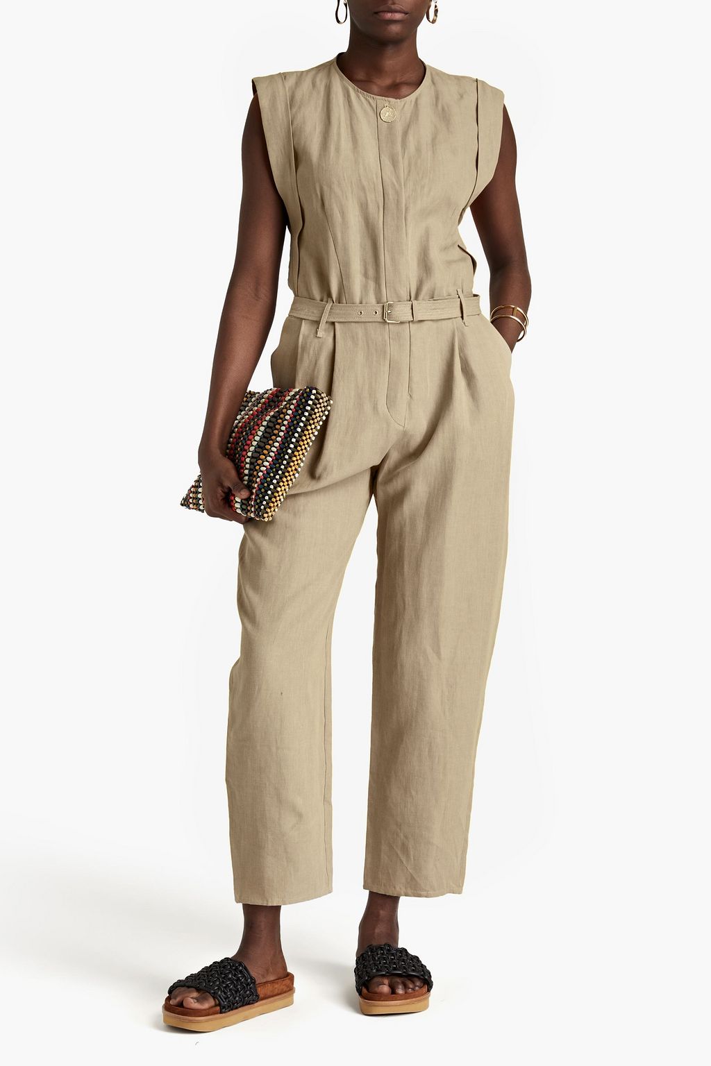 LE KASHA Belted linen jumpsuit