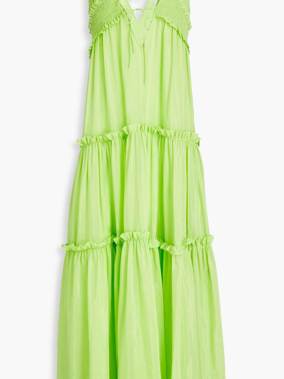 myla shirred cotton and silk-blend voile maxi dress