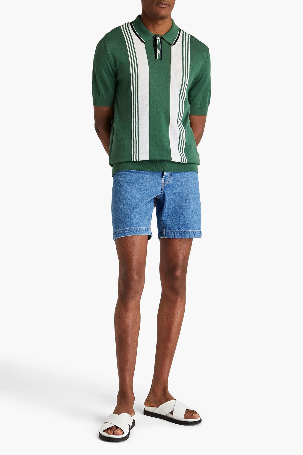 FRESCOBOL CARIOCA Francisco striped cotton and silk-blend polo shirt