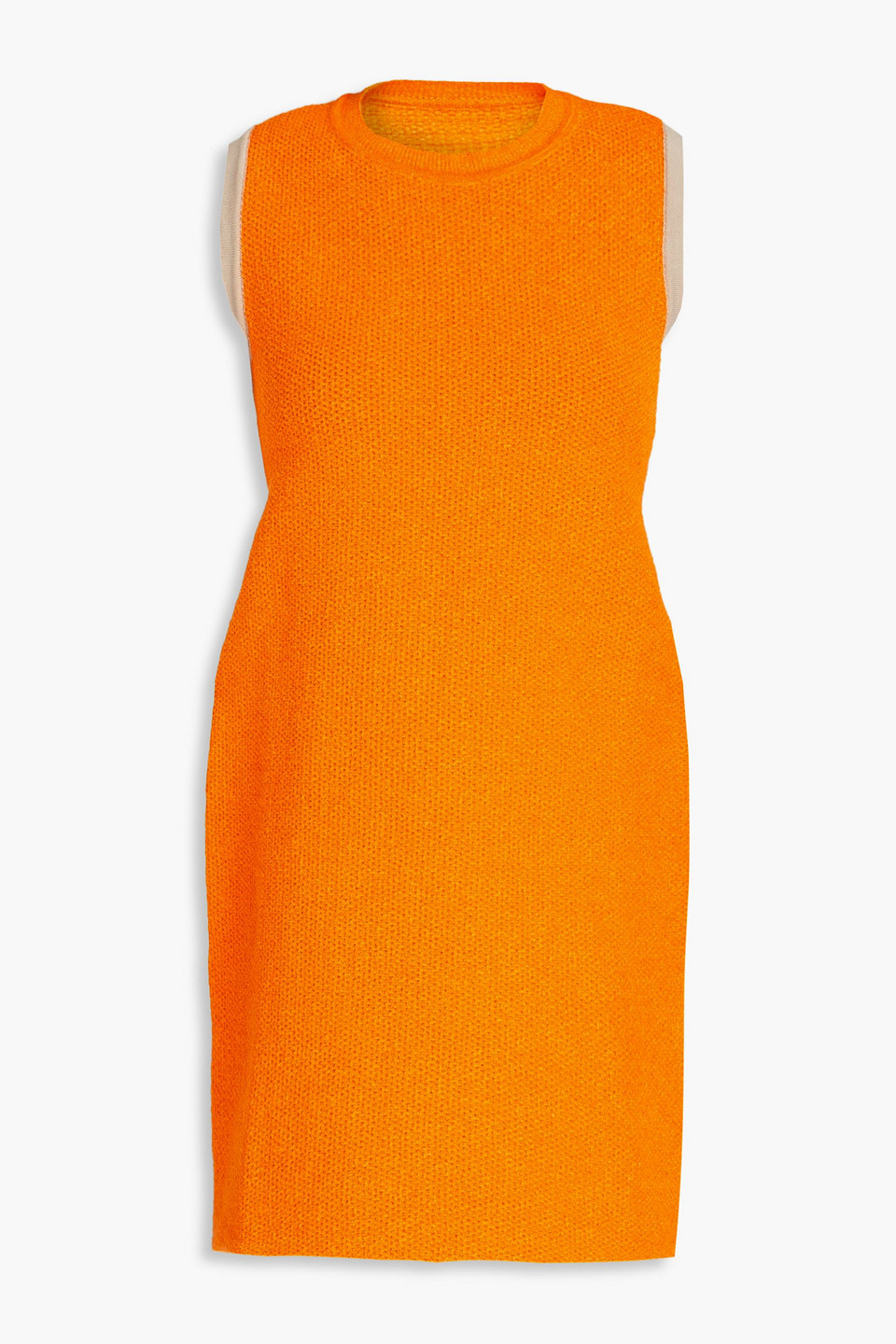 Shop Jacquemus Sorbetto Cutout Bouclé-knit Mini Dress In Orange