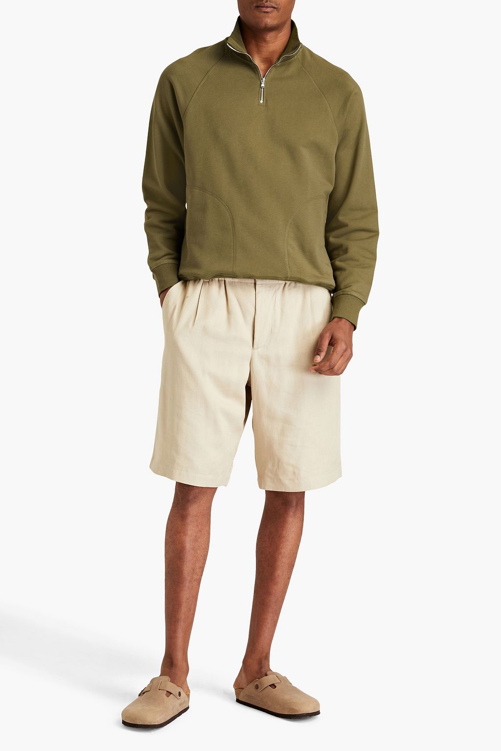 FRESCOBOL CARIOCA Henrique French cotton-terry half-zip sweatshirt