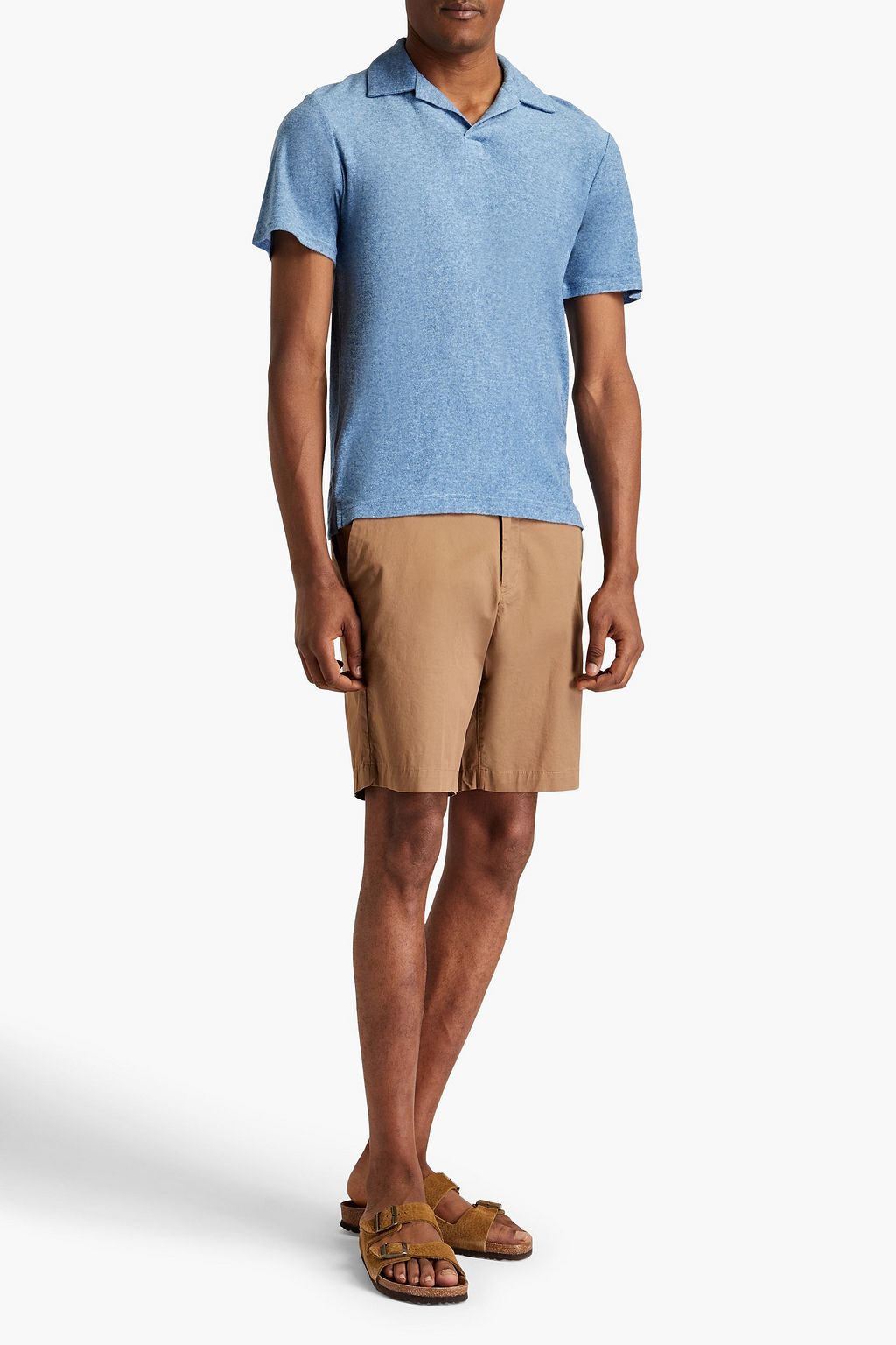 FRESCOBOL CARIOCA Cotton, Lyocell and linen-blend terry polo shirt