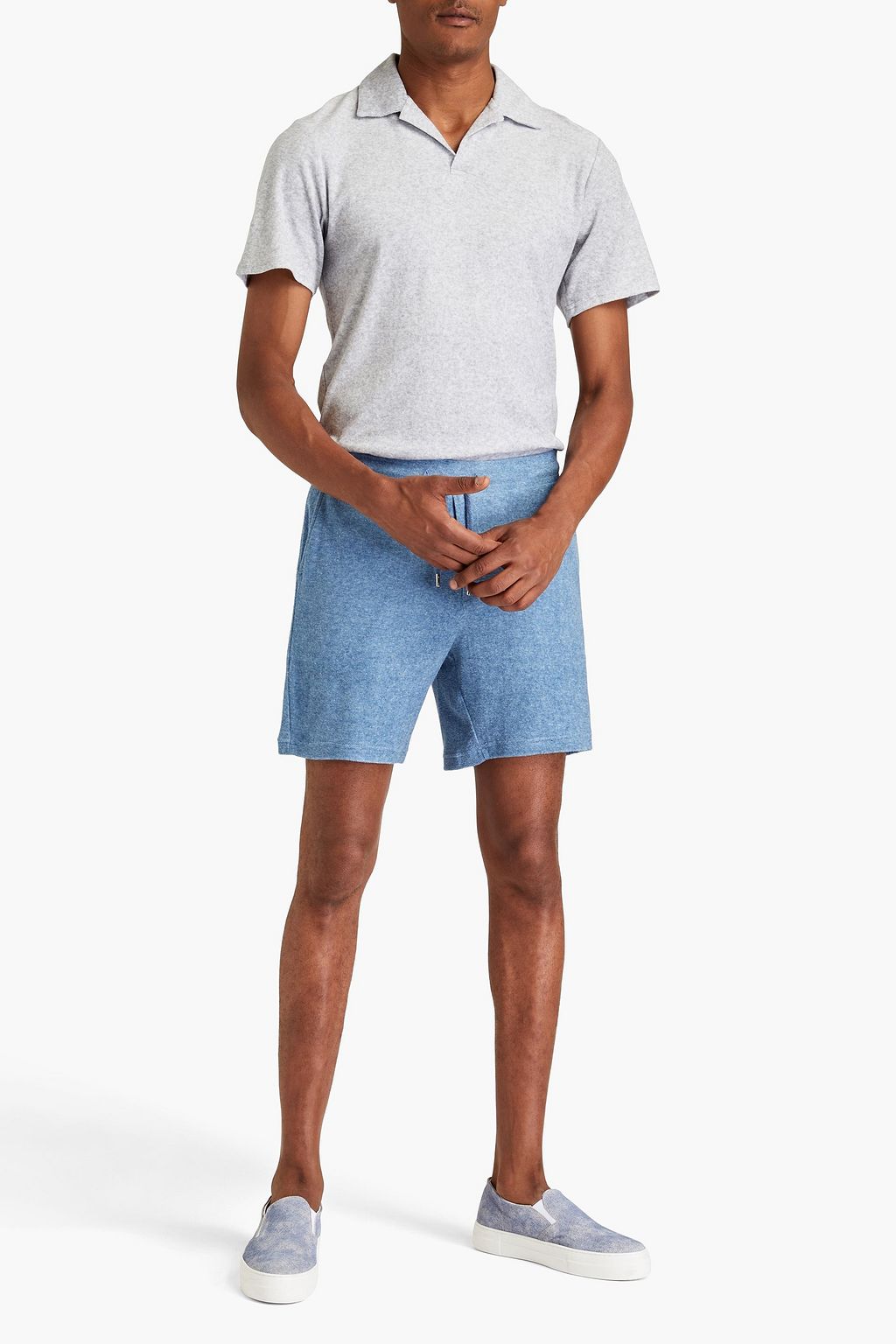 FRESCOBOL CARIOCA Faustino cotton, Lyocell and linen-blend terry polo shirt