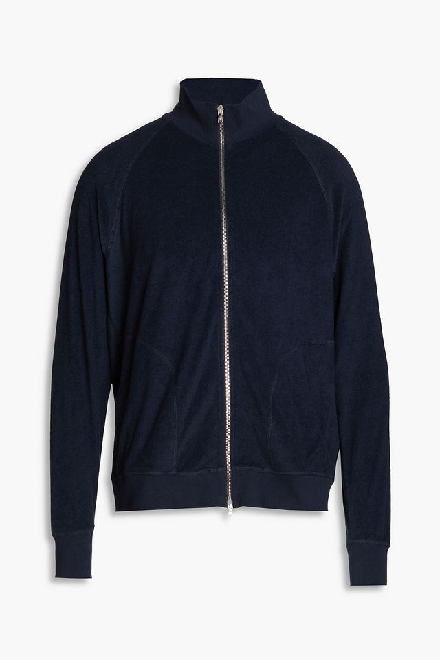 Enzo cotton-blend terry zip-up sweatshirt