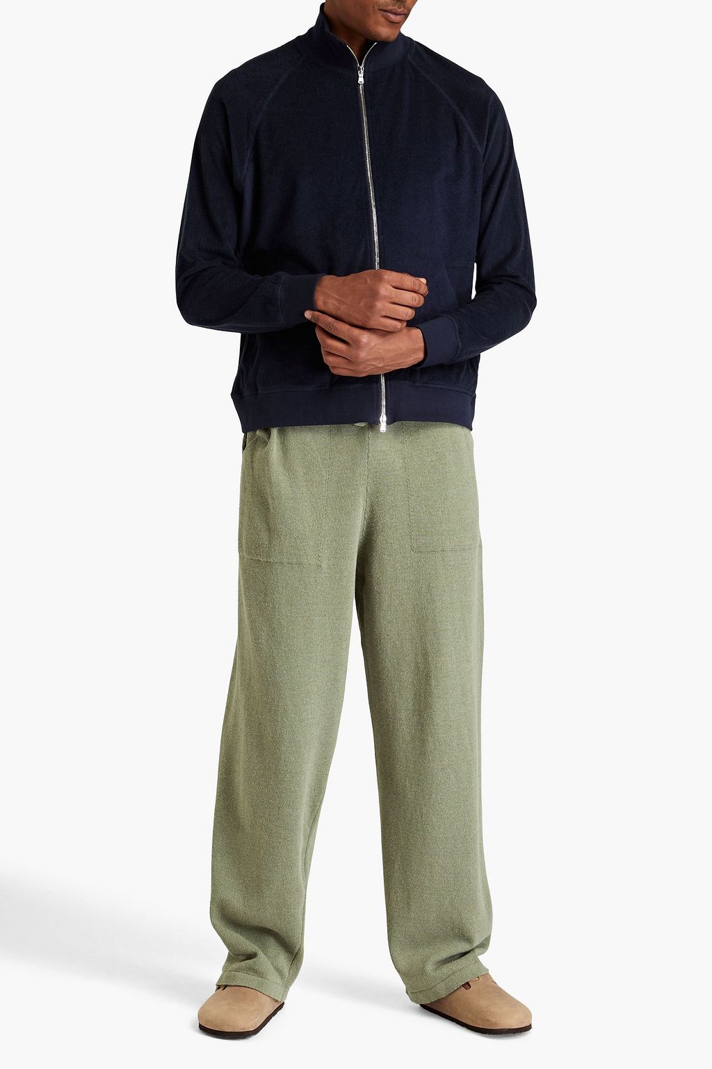 FRESCOBOL CARIOCA Enzo cotton-blend terry zip-up sweatshirt