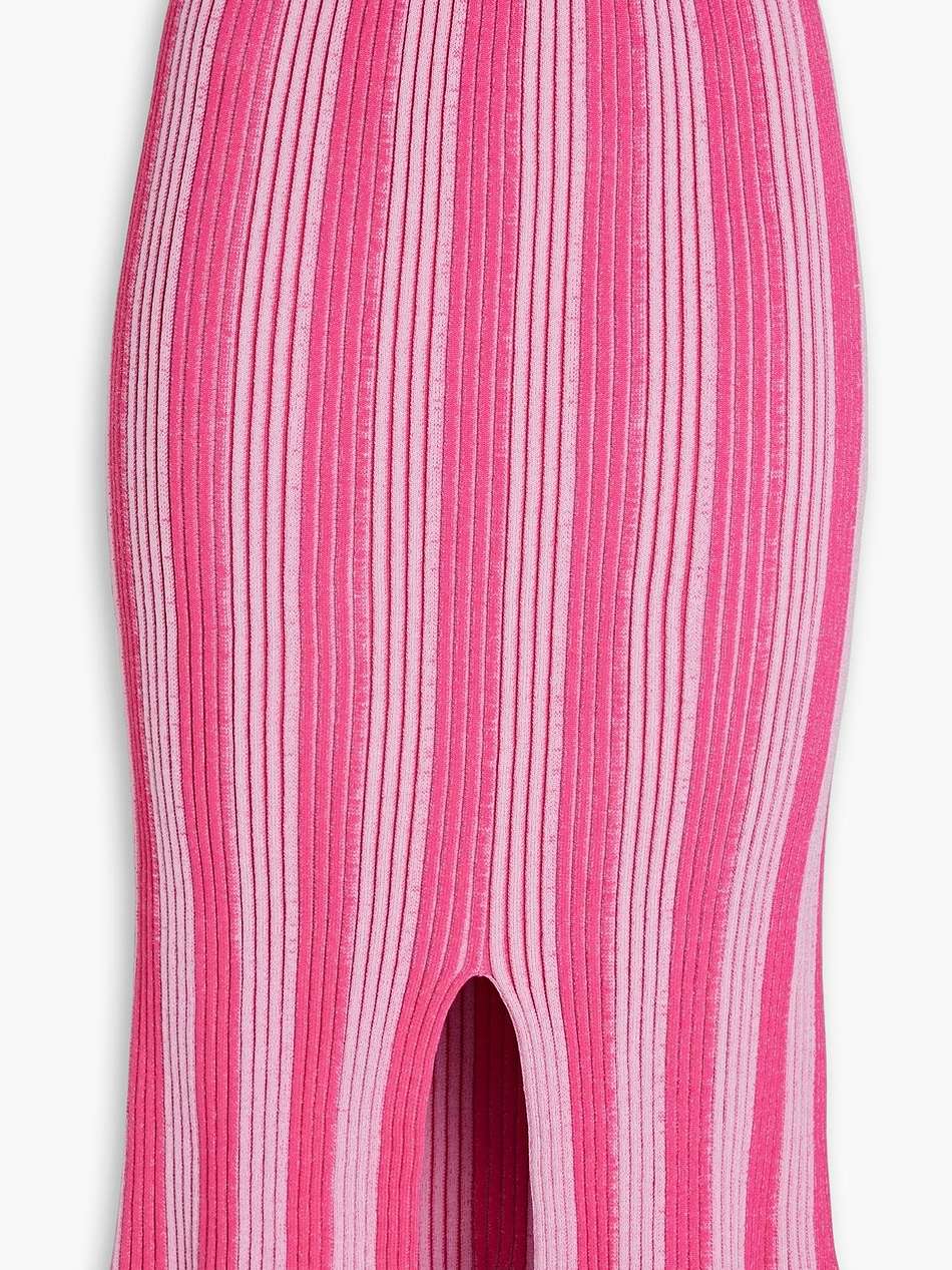 gelato cutout striped stretch cotton-blend midi skirt