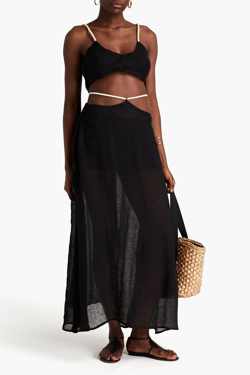 LE KASHA Cropped linen top