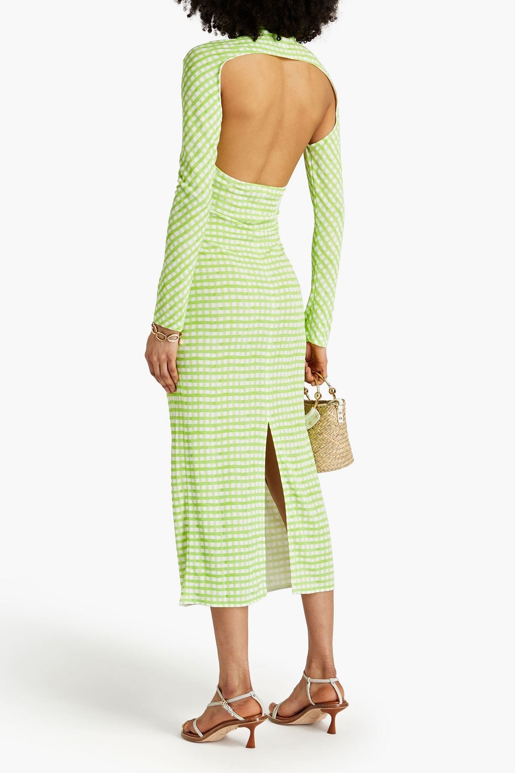 JACQUEMUS Nodi gingham cutout stretch-jersey midi dress | THE OUTNET