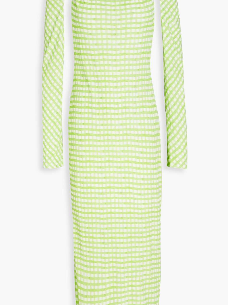 nodi gingham cutout stretch-jersey midi dress