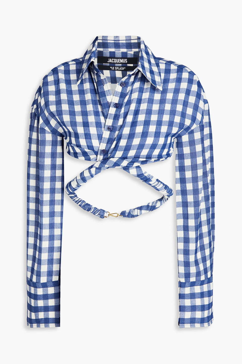 Jacquemus - Vichy cropped gingham crepe shirt - Blue - FR 40
