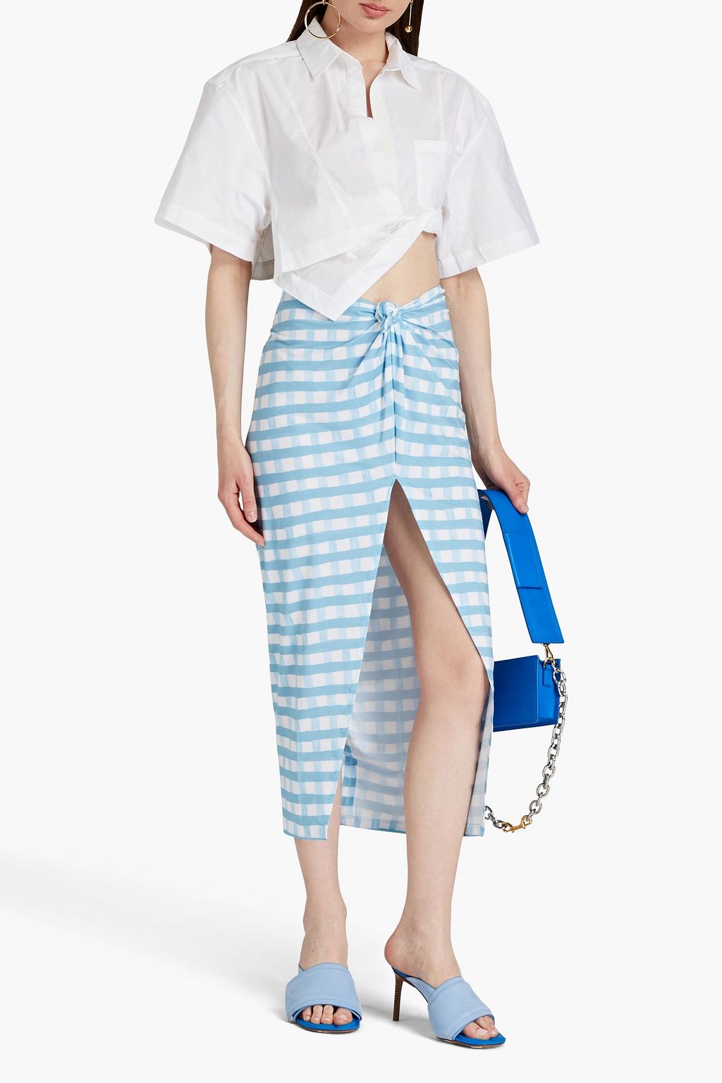 JACQUEMUS ジャージー パレオ ノット付き ギンガム