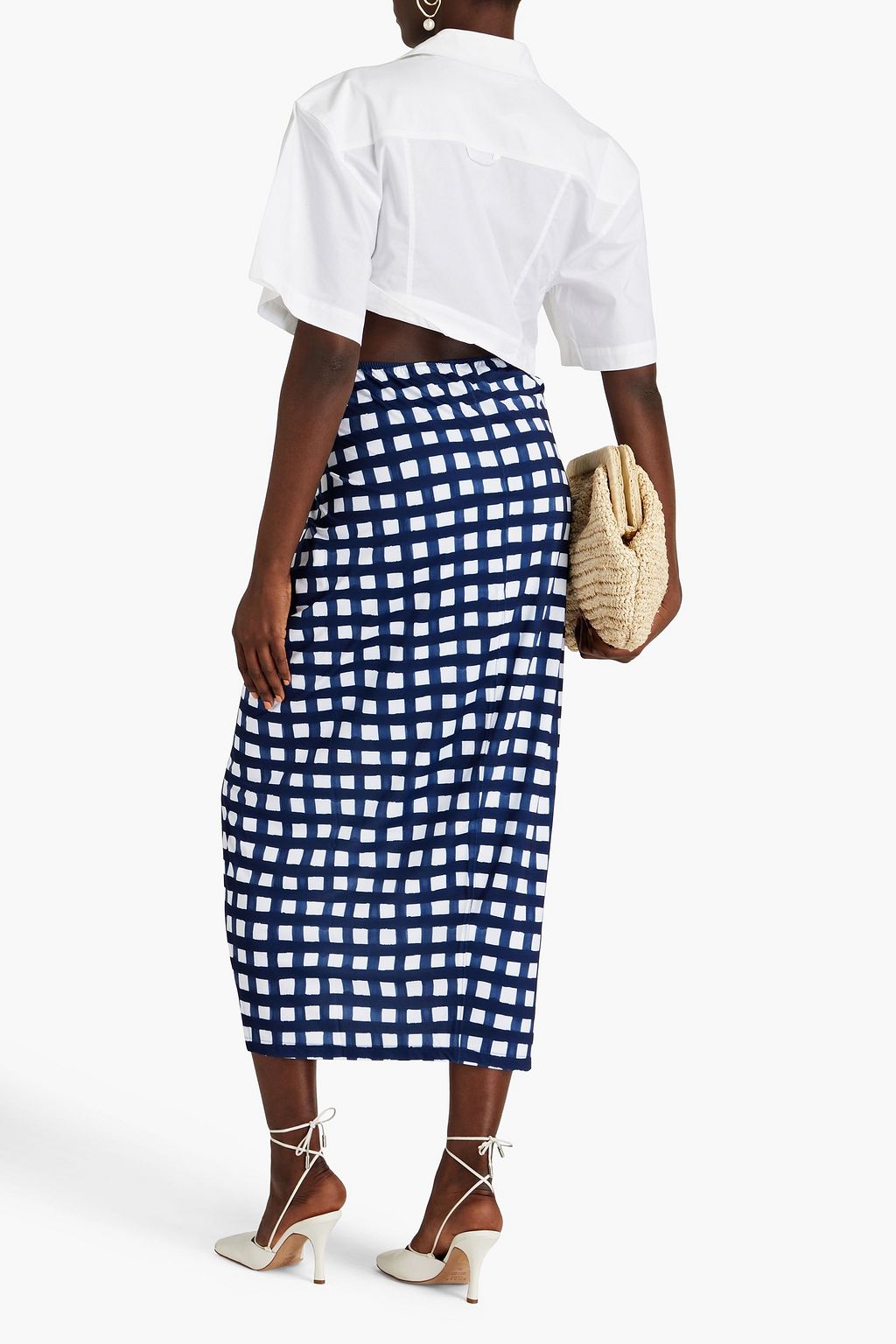 JACQUEMUS Nodi knotted gingham pareo