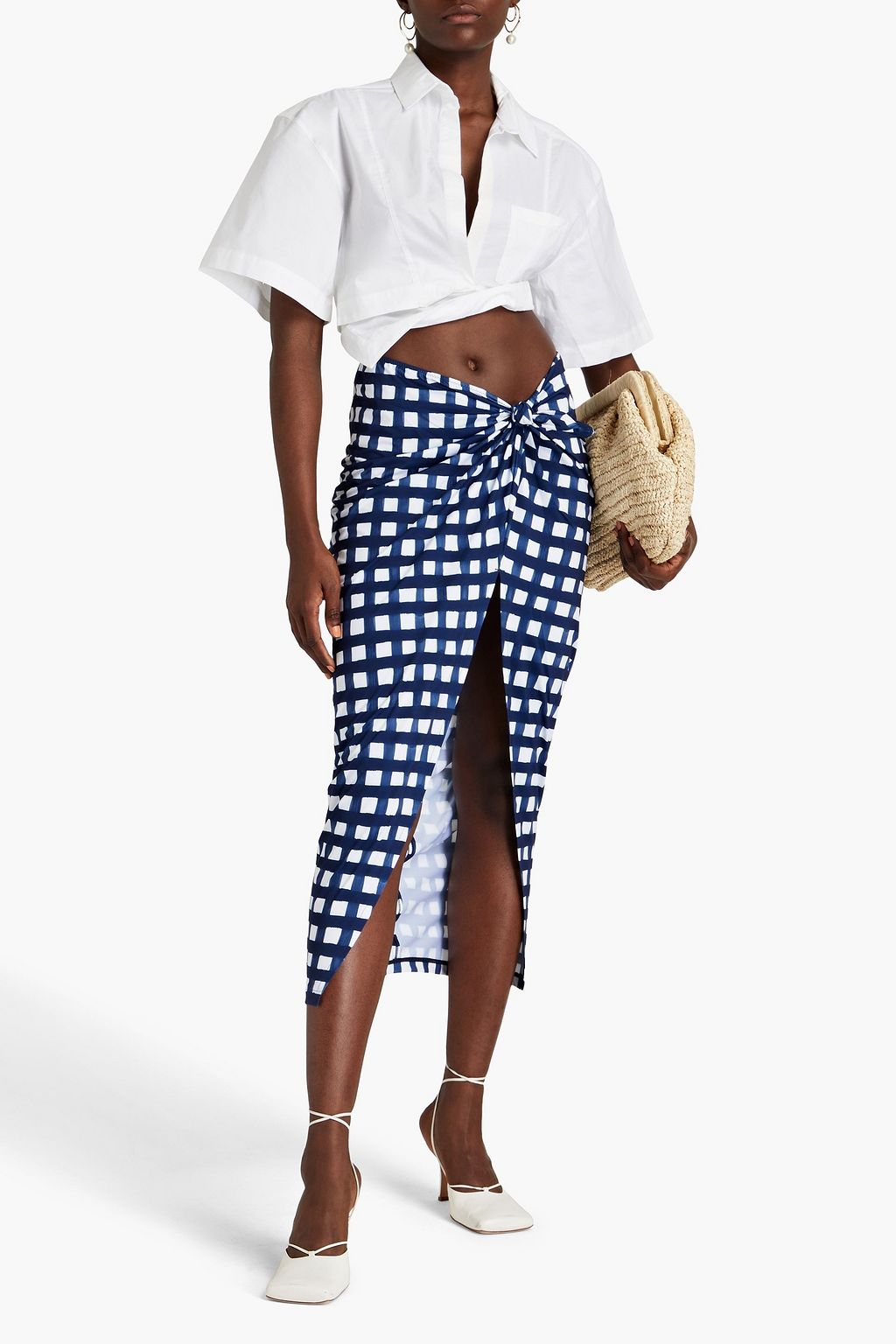 JACQUEMUS Nodi knotted gingham pareo