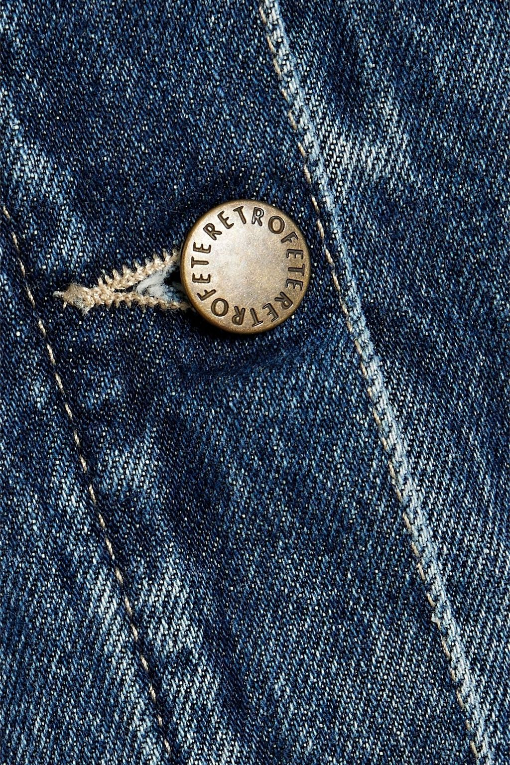RETROFÊTE Edna faux shearling-trimmed denim jacket