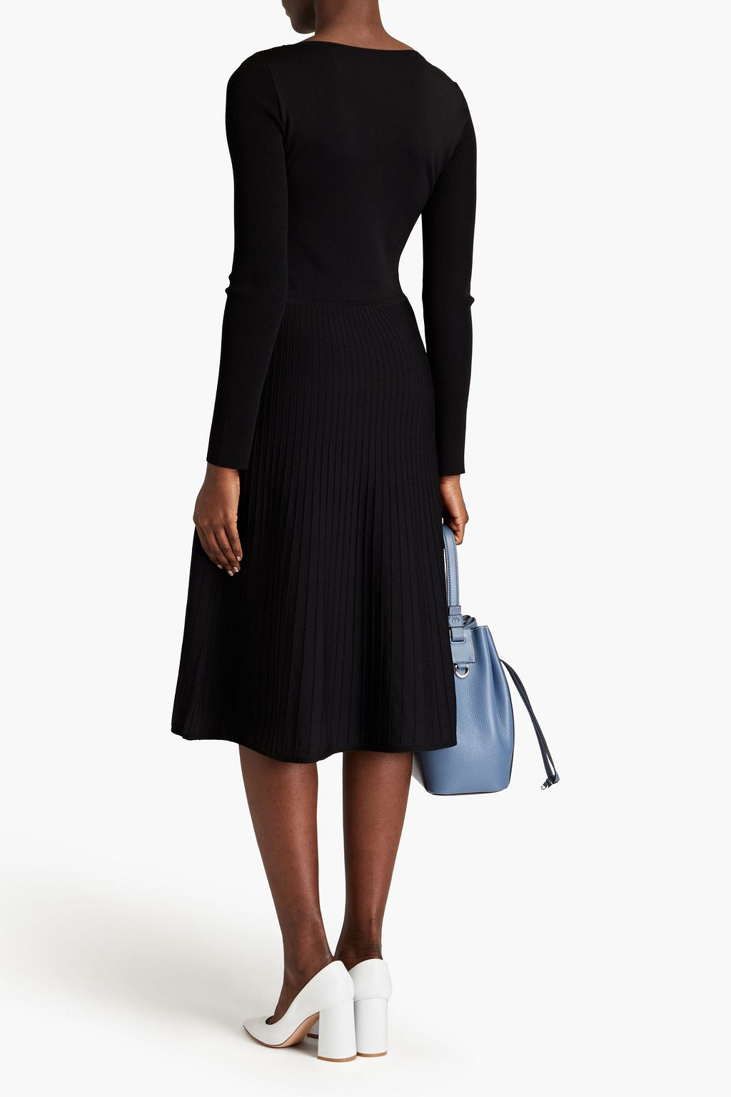 BOUTIQUE MOSCHINO Lace-trimmed stretch-knit midi dress