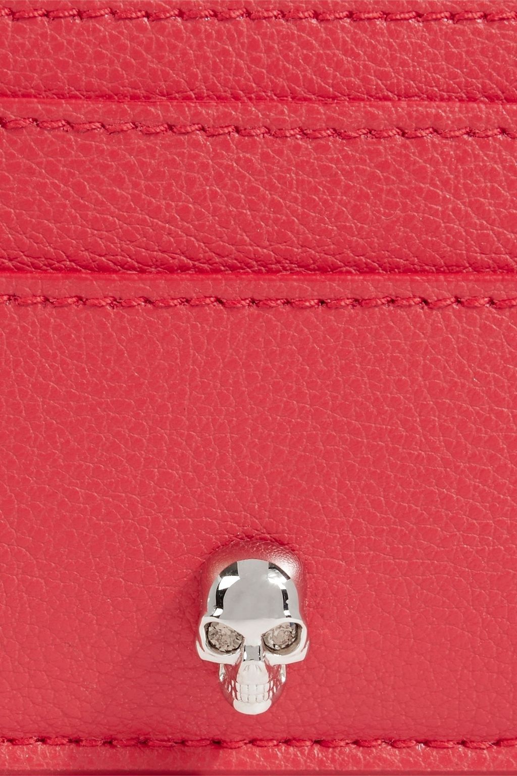 MCQUEEN Skull pebbled-leather cardholder